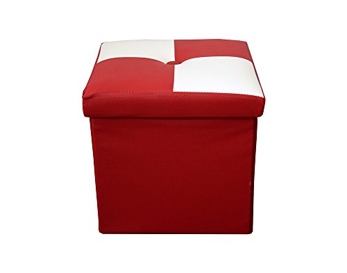 Rebecca Srl Pouf Boite de Rangement Cube Rouge ...