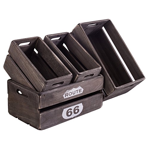 Set de 4 caisses boites bois vert rustique shab...