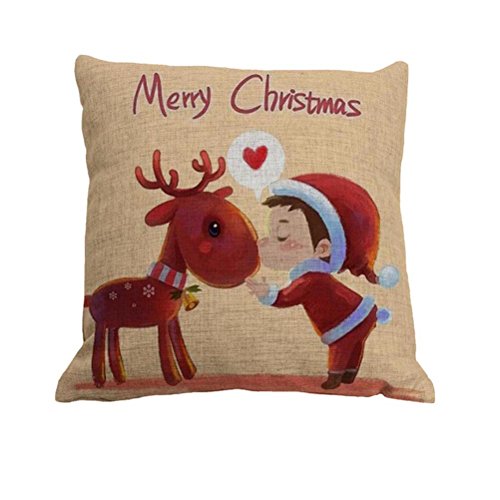 Amybria Carré de noël taie coussin case décoration de maison doux housse de coussin motif c 0602815340168 (0602815340168)