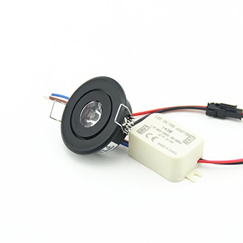 (Lot de 10) Mini 3 W LED Rond Noir LED encastra...