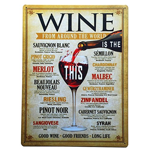 UNIQUEBELLA UQ Plaque Métallique Vintage Rétro 20x30cm Slogan pub Tableau métal Vin Wine Jaune code EAN 0603161478116 