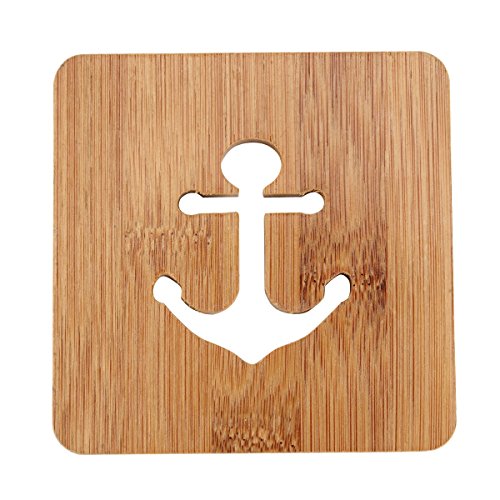 UNIQUEBELLA UQ Dessous de verre Bois 10x10 Décoration de la maison Café etc. Carré Ancre Marron code EAN 0603404429172 