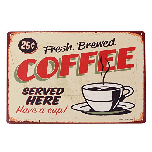 UNIQUEBELLA UQ Plaque Métallique Vintage Rétro 20x30cm Slogan pub Tableau métal Café Coffee Rouge code EAN 0603404434763 