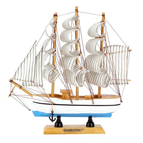 UQ Maquette de bateau Blanc 24CM En bois Fait à...
