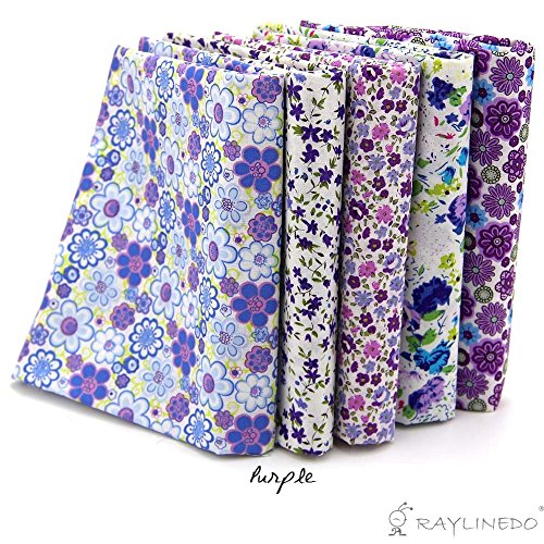 RayLineDo 'â® 5x different pattern purple 100% cotton poplin fabric fat quarter bundle 46 x 56cm ( appox 18 x 22) patchwork quilting fabric by raylinedo code EAN 0603658312961 