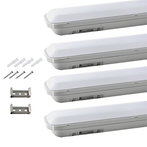 J&C Un Lot de 4 J&C® 120CM 24W 2000LM TRI-PROOF Lumière Intégrée Remplacer le Ampoule de 160W Traditionnelle IP65 / Blanc Naturel / Pour Cuisine Salle de bain Stockage Jardin Couloir 2 ans de Garantie code EAN 0603728249708 