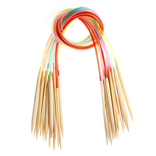 Prochive 18 tailles 80cm aiguilles à tricot circulaires en bambou 2.0mm-10.0mm différentes avec tubes colorés code EAN 0603803314192 