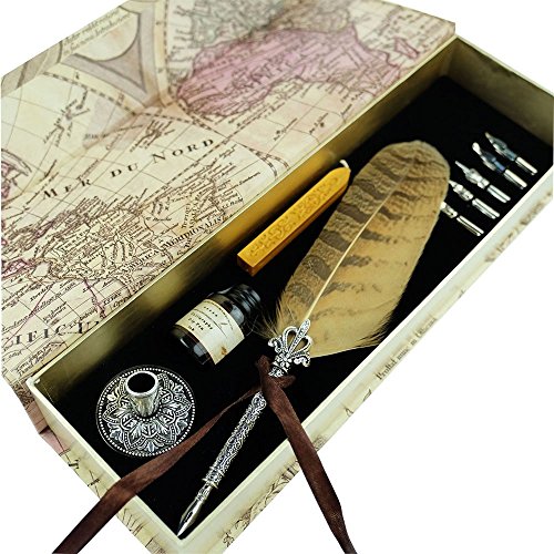 Plume d'Hibou Antique avec Embout Métallique - ...