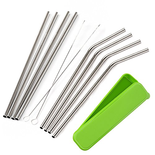 8 pack acier inoxydable pailles, paille coudée ...