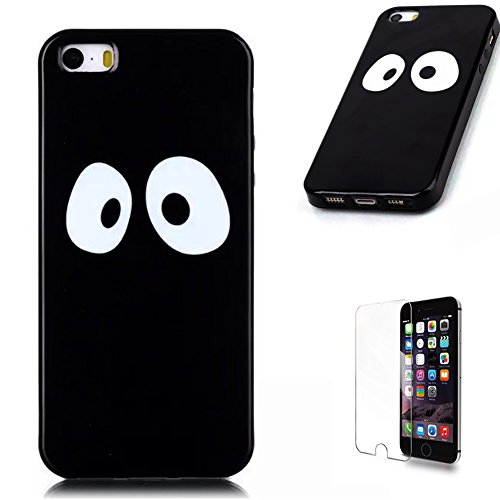 Funyye Coque pour iPhone 5C - Funyye Gel Souple Coque Housse pour iPhone 5C,[Yeux imprimé] Ultra Slim Noir TPU Souple Gel Etui de Protection Retour Cas de Couverture Coque Etui pour iPhone 5C,Smart Housse de Protection Bumper Cover Etui pour iPhone 5C + 1x Protecteur D'écran code EAN 0605175400176 