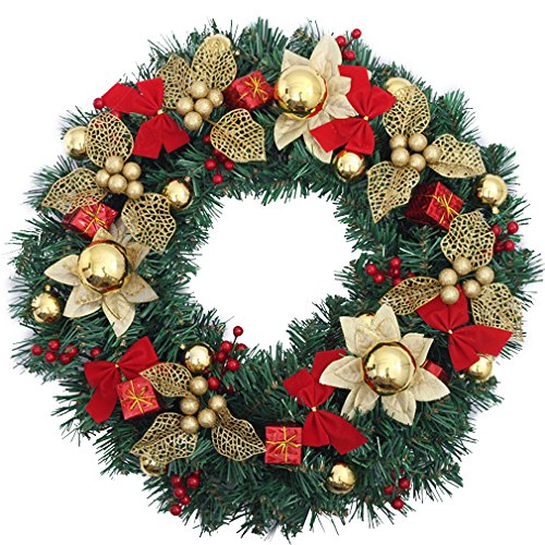 Couronne de porte décoration sapin noël nœud fl...