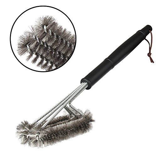 Aixuan Tech 45,7 cm Best Grille pour barbecue Brosse 3 en 1-durable et efficace, barbecue grill Brosse à poils sont en acier inoxydable tressé wire-barbecue Grill pour tools-perfect Poignée pour Weber Gris anthracite, Charbroil, gaz, électrique, en porcelaine, infrarouge, grilles code EAN 0606184100859 