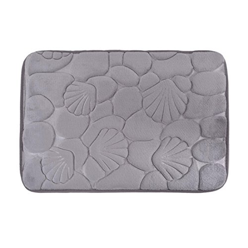 Tapis de salle de bain motif coquille 40x60cm gris