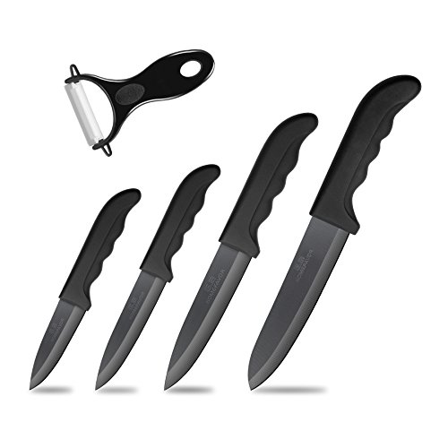Lot de 3 noir lame couteau en céramique, 6'' couteau de chef, 5'' couteaux à découper, 4'' couteaux à fruits, 3'' couteaux d'office avec éplucheur 0606280229515 GA Homefavor Lot de 3 noir lame couteau en céramique, 6'' couteau de chef, 5'' couteaux à découper, 4'' couteaux à fruits, 3'' couteaux d'office avec éplucheur 0606280229515 GA Homefavor