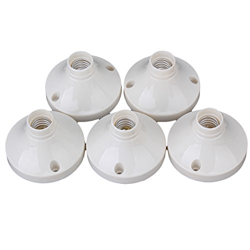 5 E14 Support rond blanc base en plastique ampo...