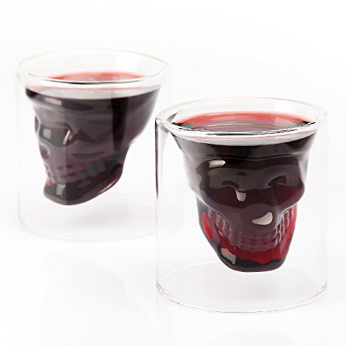 Somine 4 x verre alcool tête mort en forme de crâne pour vin vodka whisky cognac bière-taille: 7x7x7cm code EAN 0606989266064 