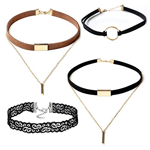 zhyy 4 pièces Parure Collier Ras du Cou Gothiqu...