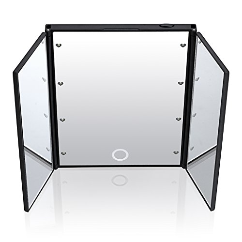 Miroir pliable avec led, lumière ajustable, maq...