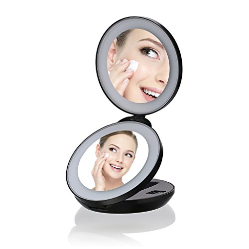 Miroir pliable 1x et 10x avec led, maquillage/c...