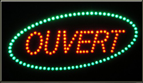Enseigne lumineuse à LED Ouvert rouge/vert 60x3...