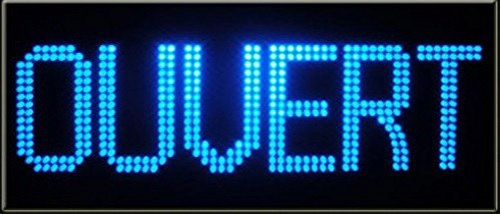 Enseigne lumineuse à LED OUVERT bleu 60x30x2.5cm