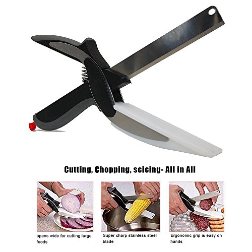 Couteau à légumes, cleaver ciseaux cutter de 2 en 1 couteau et planche à découper ciseaux, remplacez vos couteau de cuisine et planche à découper circlips 0608307174266 IVIDZ