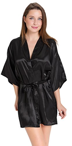 Femme robe chemise de nuit satinée peignoir cha...