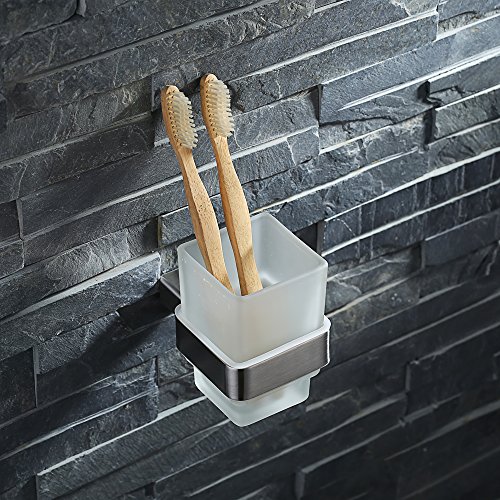 Porte goblet mural verre dépoli et son support ...