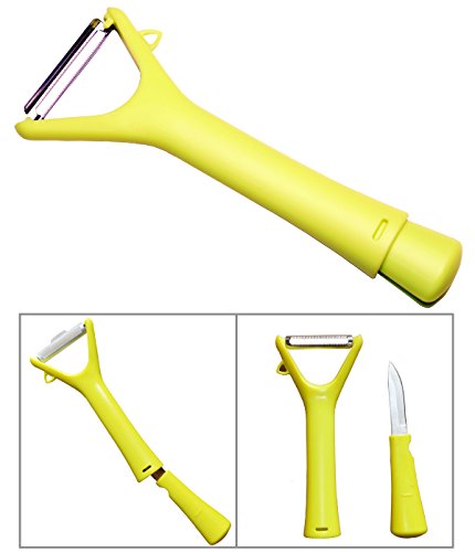 Natural Life Acier inoxydable couteau éplucheur, cuisine multi tool set 2 en 1 fruit couteau éplucheur pommes de terre avec tranchant intérieur vert 0608442179805 (0608442179805)
