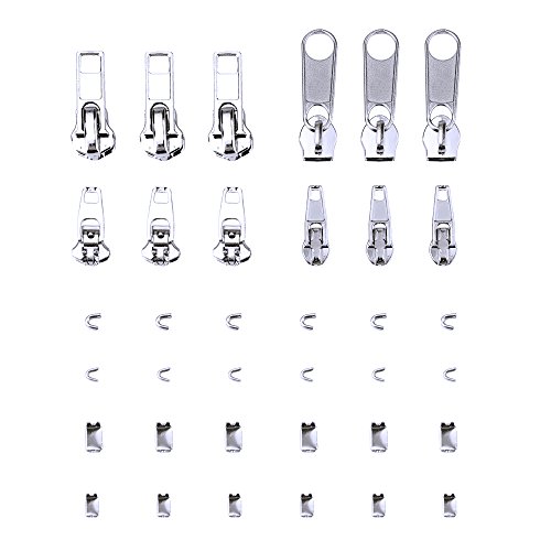 Mudder Pack 36 fermeture à glissière onglet remplacement fermeture à glissière kits de réparation de fermeture éclair outils de réparation de fermeture éclair, silver code EAN 0608473934718 