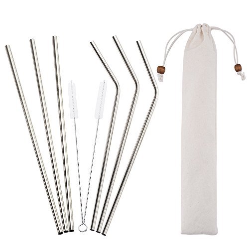 6 pack 10.5 pouce acier inoxydable pailles avec...