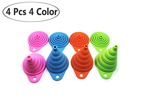 DoubleVillages Entonnoir 4 pack (rose ,vert ,bleu, orange rouge)silicone pliant entonnoir pour le liquide code EAN 0608560232505 