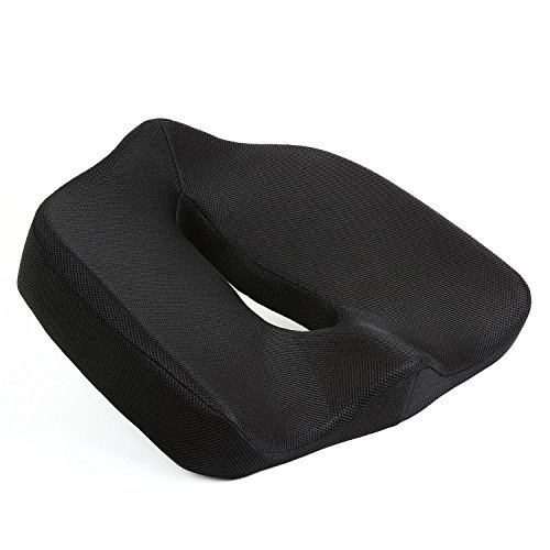 Naipo Coussin de chaise/ fauteuil épais -siège auto en mousse à mémoire de forme pour corriger l'alignement lombaire et soulager la pression sur coccyx-coussin noir 0608807077098 (0608807077098)