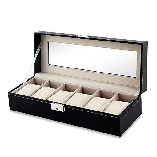 J.Rosée Boîte à montre/bijoux en cuir noir, coffret et présentoir de vos montres 0608807078774 (0608807078774)