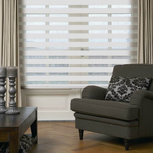 Duo Store Jour Nuit enrouler coleur gris clair hauteur 170 cm largeur 140 cm réglable par un mécanisme à chaînette.? avec semi-coffre. code EAN 0609053213650 