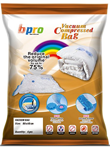 B-Pro bpro - 6 x Pack Sac de rangement Aspirateur Pour Economise L'Espace Vetements 80x60 cm 0609224623691 (0609224623691)