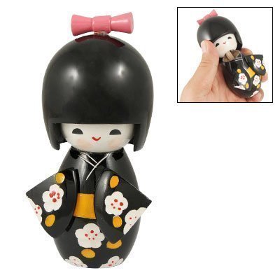 Sourcingmap Bureau décoration Motif floral gravé Noir Kimono Poupée Kokeshi code EAN 0610256178691 