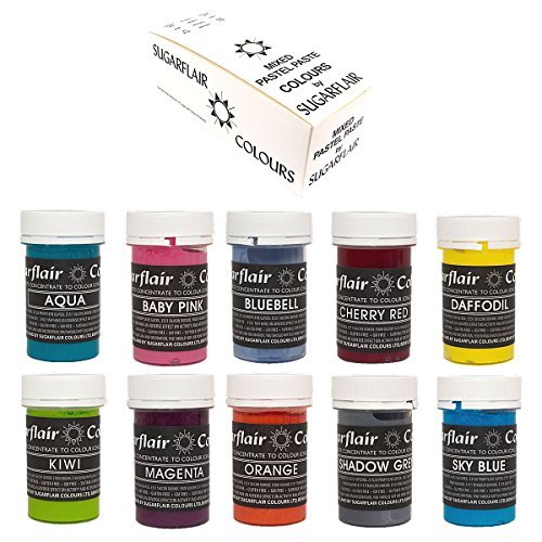 Sugarflair Concentré nourriture couleurs - mélange lot de 10 pastel pâtes préemballé code EAN 0610370674000 