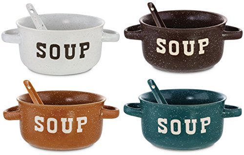 Kovot KOVOT Set of 4 Speckled Ceramic Soup Bowls With Spoons - 650ml Each code EAN 0610563563821 