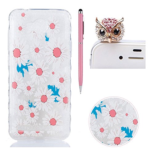 SKYXD Coque Huawei Y3 2/Y3 II,SKYXD Huawei Y3 2/Y3 II Housse Etui TPU Silicone Transparente Ultra Mince Premium Crystal Clair Gel TPU Souple en Caoutchouc Anti-rayures et Anti-choc Bumper Retour Shell Case Cover [Marguerite Blanc] +1x Rose Couronne Impériale Anti-Poussière Plug+Stylo Rose code EAN 0610600835959 