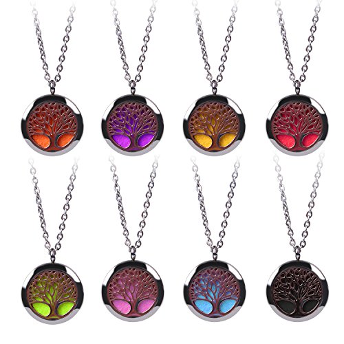 AblerV Aromathérapie Huile Essentielle Diffuseur - Collier Femme - Médaillon, parfum ablerv élégant premium nacklace hypoallergénique en acier inoxydable de qualité chirurgicale 61 cm sans chaîne avec 8 patins feutre, boîte à cadeau parfaite code EAN 0611029591655 