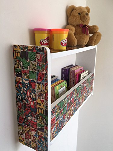 woodiquechic 60 cm pour enfant en pin blanc Marvel Comic Héros étagères Bibliothèque pour enfant, chambre, étagères, étagère, bibliothèque, rangement Jouet, DVD. code EAN 0611138280143 
