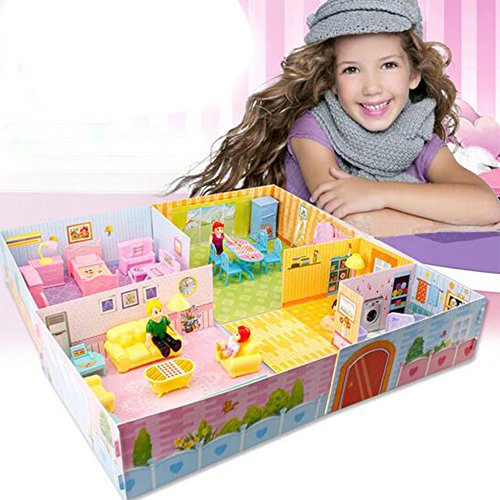 Kids mini diy dolls maison rose happy bedroom t...