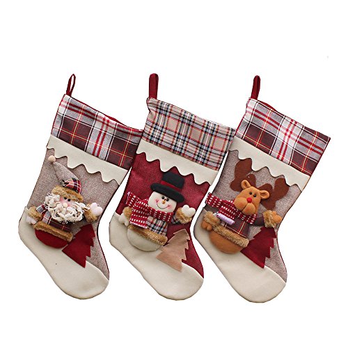 3pcs Chaussettes de Noël avec Attache Motif de ...