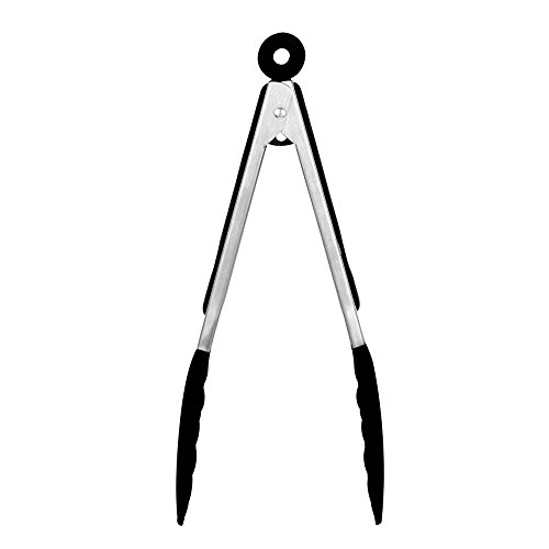 HoShip hoship Pince de cuisine, pince à salade 22,9 cm, cuisson Aliments Pince en silicone Barbecue gril, à salade, pince à glaçons, résistant à la chaleur, de qualité alimentaire (Noir) 9 noir code EAN 0611188968916 