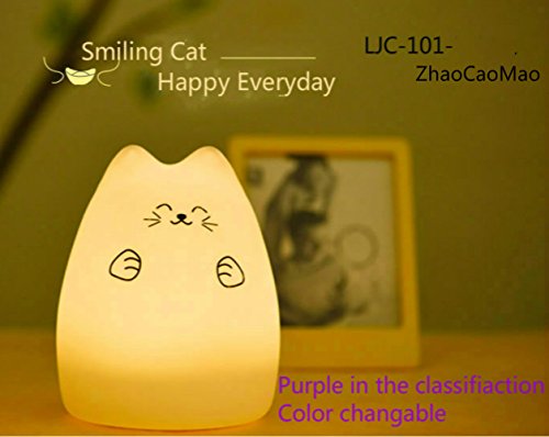 Led coloré en silicone souple cat night light n...