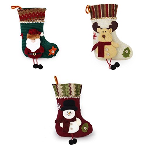 3pcs Chaussettes Bas de Noël Sac Cadeau Motif d...