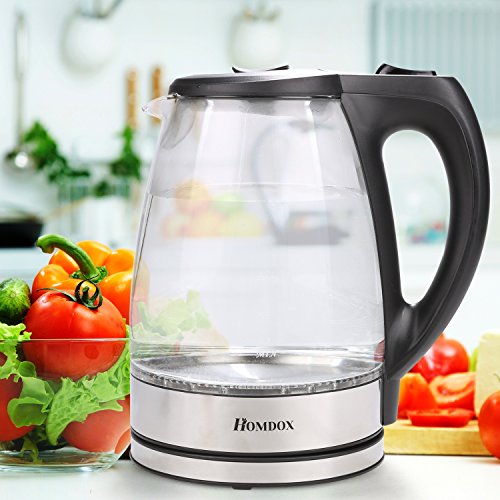 Bouilloire en verre acier inoxydable sans fil e...