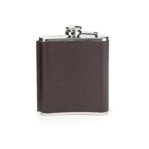 7 oz flasque en cuir, marron