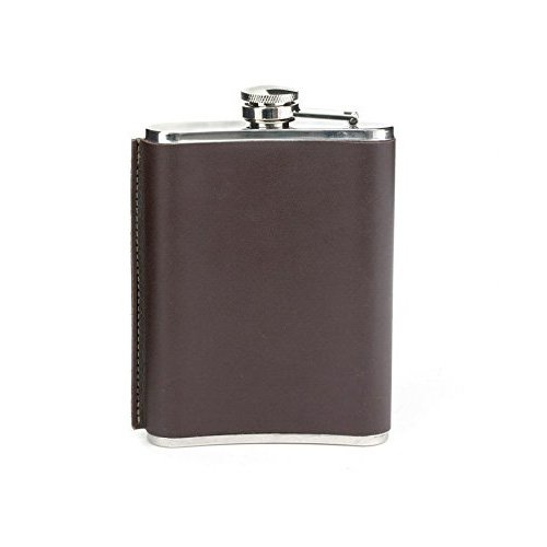 8 oz flasque en cuir, marron